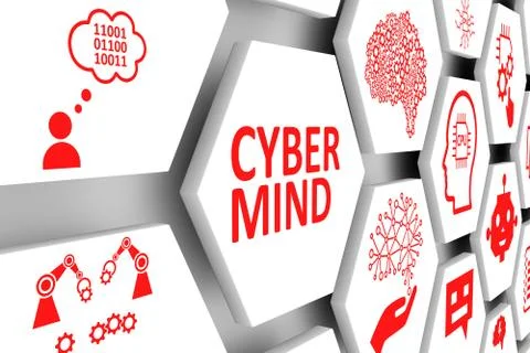 CYBER MIND concept cell background 3d illustration Stock Illustration