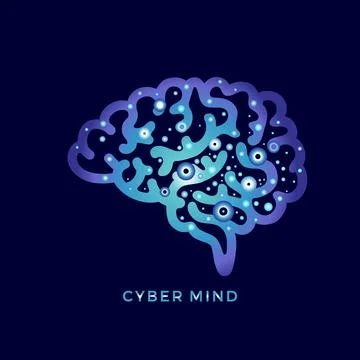Cyber mind. Vector human digital concept. Computer virtual techologies. Illus Stock Illustration