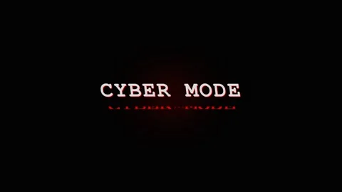Cyber Mode Text Animation - Futuristic Digital Glitch Effect with Neon Glow Stock Footage 331568159