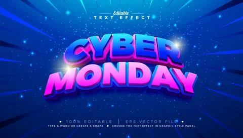 Cyber Monday 3D Text Effect Design. Editable and Scalable Vector Graphic Style Stock Illustration