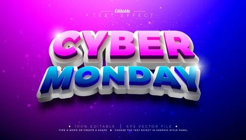 Cyber Monday 3D Text Effect Design. Editable and Scalable Vector Graphic Style 스톡 일러스트