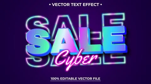 Cyber Monday 3D text effect Editable text style effect with glow light theme Stock Illustration