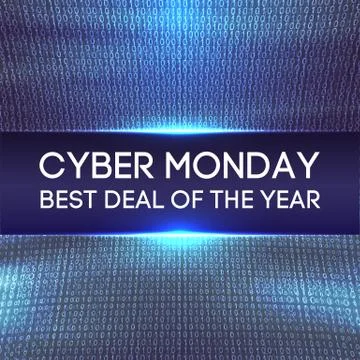 Cyber monday background. Binary code. Sale concept. Vector illustration Stock Illustration