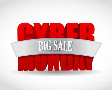 Cyber monday big sale sign and mouse. Illustrazione stock