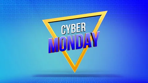 Cyber Monday on blue geometric pattern with gradient cubes Video stock 249376100