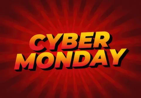 Cyber monday bold text with red background and rays Illustrazione stock
