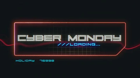 Cyber Monday on computer screen with HUD elements Stock Footage 254799941