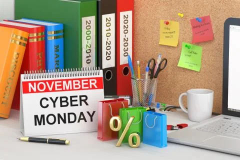 Cyber Monday concept, 3D rendering Illustrazione stock