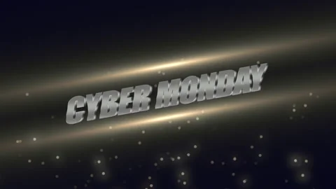 Cyber Monday with confetti on black gradient Stock Footage 219715832