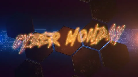 Cyber Monday with cyberpunk hexagons pattern Video stock 221653500