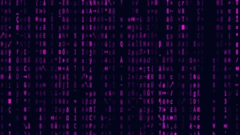 Cyber Monday Digital Code Matrix Background with Glowing Purple Binary Stream Stockbeeldmateriaal 347261173
