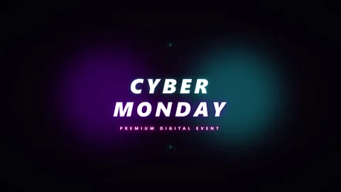 Cyber monday digital event motion with neon purple and teal glow background.. Stock Footage 344855764