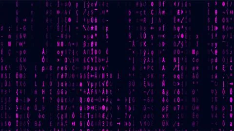 Cyber Monday digital matrix background with glowing pink code stream techno.. Stock Illustration