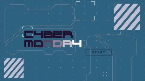 Cyber Monday on digital screen with HUD elements and cubes Stock Footage 252671968