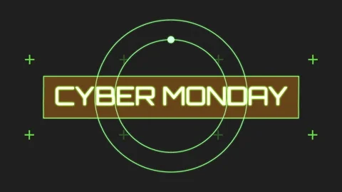 Cyber Monday on digital screen with HUD elements and circles Stock Footage 252672061