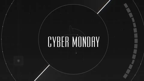 Cyber Monday on digital screen with HUD elements and circle Stock Footage 252672121