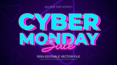 Cyber Monday editable text effect template in futuristic style Illustrazione stock