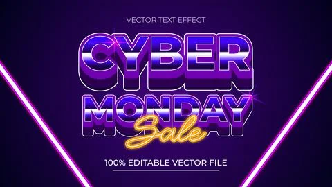 Cyber Monday editable text effect premium vector Illustrazione stock