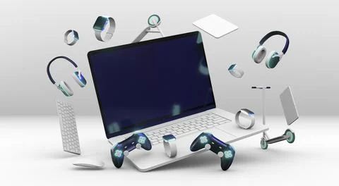 Cyber monday event with controllers. High quality photo Stock Photos