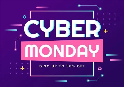Cyber Monday Event Vector Illustration with Super Sale and Big Discount Pur.. Stock Illustration