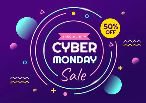 Cyber Monday Event Vector Illustration with Super Sale and Big Discount Pur.. Stock Illustration