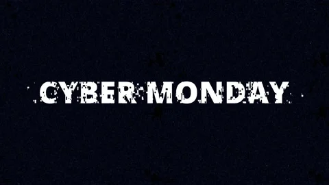 Cyber Monday with glitch effect on blue background. Sale promotion video Stock Footage 220812846