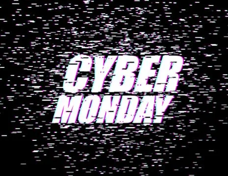 Cyber ??Monday Glitch effect emblem. website display online store. Day of sal 스톡 일러스트