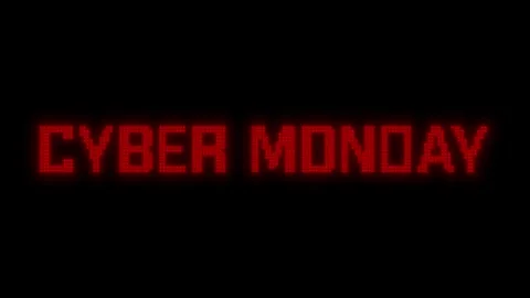 Cyber Monday glow LED text ticker, crawl line Stock Footage 255550391
