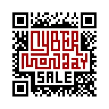 Cyber Monday Lettering with QR-code 스톡 일러스트