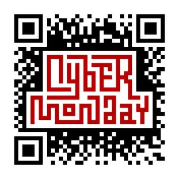 Cyber Monday Lettering with QR-code Stock Illustration