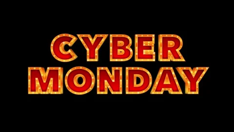 CYBER MONDAY Marquee Light Bulb Animation on Black Background. Video stock 318967746