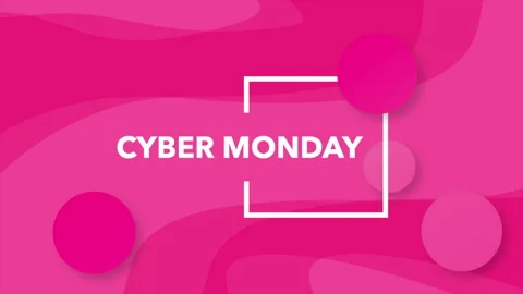 Cyber Monday on memphis pattern with circles and waves Stock Footage 252671754