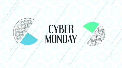 Cyber Monday on memphis pattern with hexagons Video stock 252026999