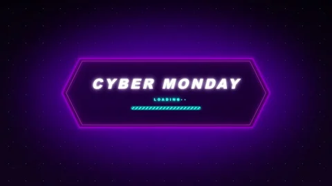 Cyber monday neon loading animation: digital sale promotion and e-commerce .. 스톡 동영상 344858669