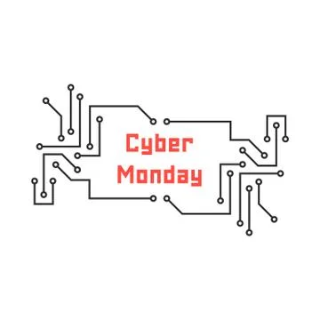 Cyber monday with pcb elements Illustrazione stock