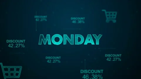 Cyber Monday Promotional Intro. Technology Title. Text Fly in and Fly out Effect Stock Footage