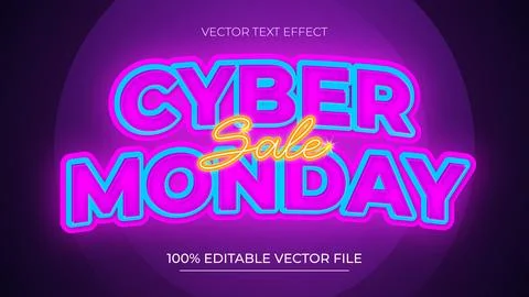 Cyber Monday Purple Light Editable Text Effect Stock Illustration