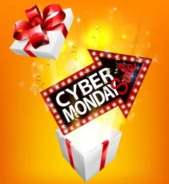 Cyber Monday Sale Exploding Gift Sign 스톡 일러스트