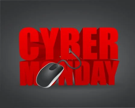 Cyber monday sign and mouse. Illustrazione stock