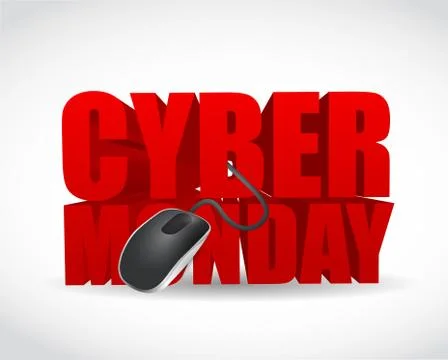 Cyber monday sign and mouse. Illustrazione stock