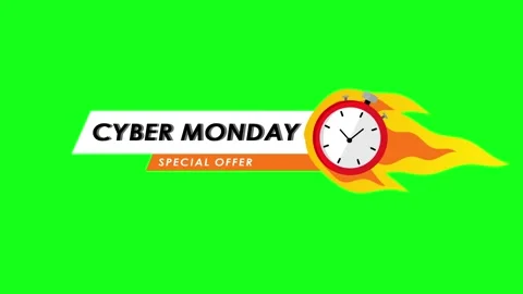 Cyber monday stopwatch icon fire burning sign limited time shopping animate.. Stock Footage 312908695