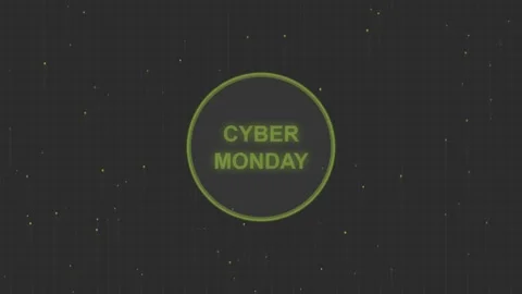Cyber monday text animation with glowing particles on dark digital grid bac.. Stock-Footage 342279071