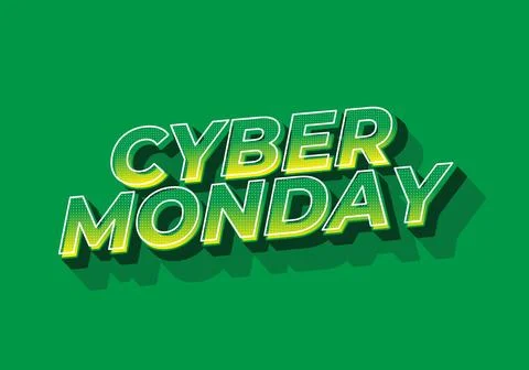 Cyber monday. Text effect in 3D and bold fonts for digital ads Stock Illustration