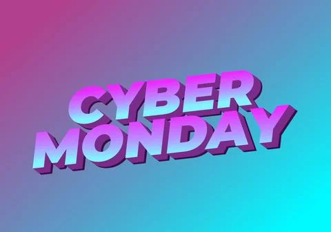 Cyber monday. Text effect in 3D and bold fonts for digital ads Stock-Illustration