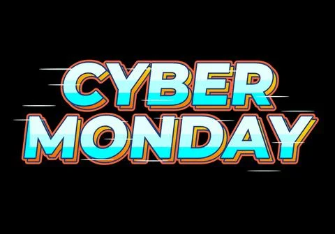 Cyber monday. text effect in blue gradient color Illustrazione stock