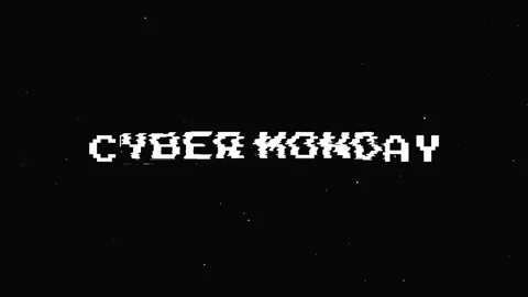 Cyber monday text with glitch screen effects on a black background. Stock Footage 150772100