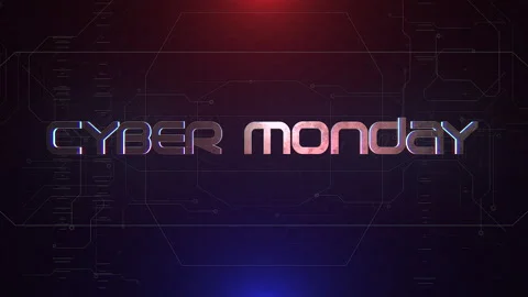 Cyber Monday text with grid and HUD elements on display Stock Footage 250573143