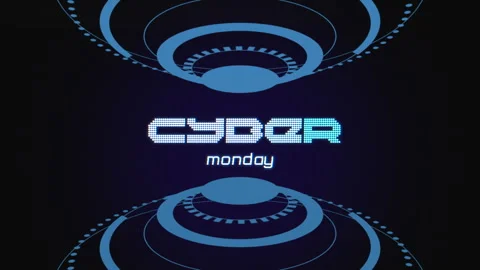 Cyber Monday text with HUD elements on computer screen Stock Footage 254799871