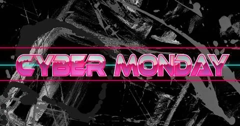 Cyber Monday text image over abstract black and white background Ilustração Stock