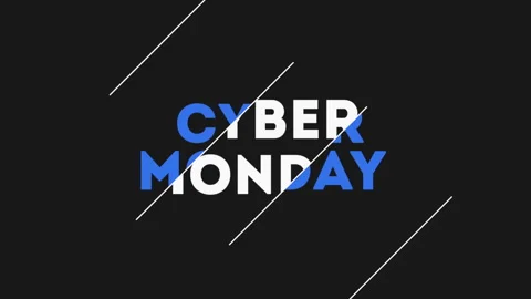 Cyber Monday text with lines on black gradient Stock Footage 253874715